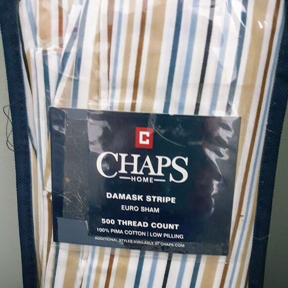 Chaps 500 Thread Count Cotton Damask Stripe Euro Sham New - Picture 1 of 3